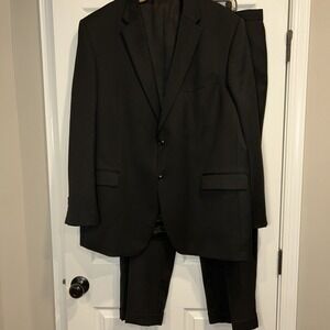 Jones New York 48L 42.5x33 Black Wool Blend Mens Sport Jacket Pants Suit 2 Butt